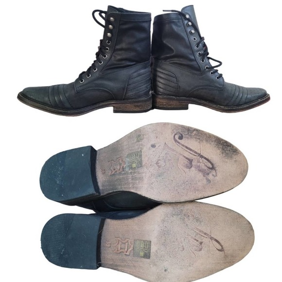 Free People Navy Lace-Up Moto Boots - Picture 4 of 5